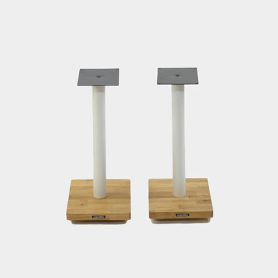 Apollo Cyclone 5 Speaker Stands | Glacier White with Natural Oak Base | Holburn Online
