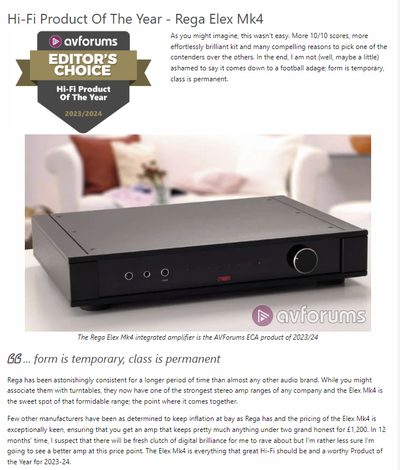 Rega Elex MK4 Integrated Amplifier
