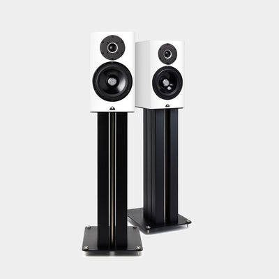Kudos Cardea Super 10A Standmount Loudspeakers in Satin White on Black Stands | Holburn Online 