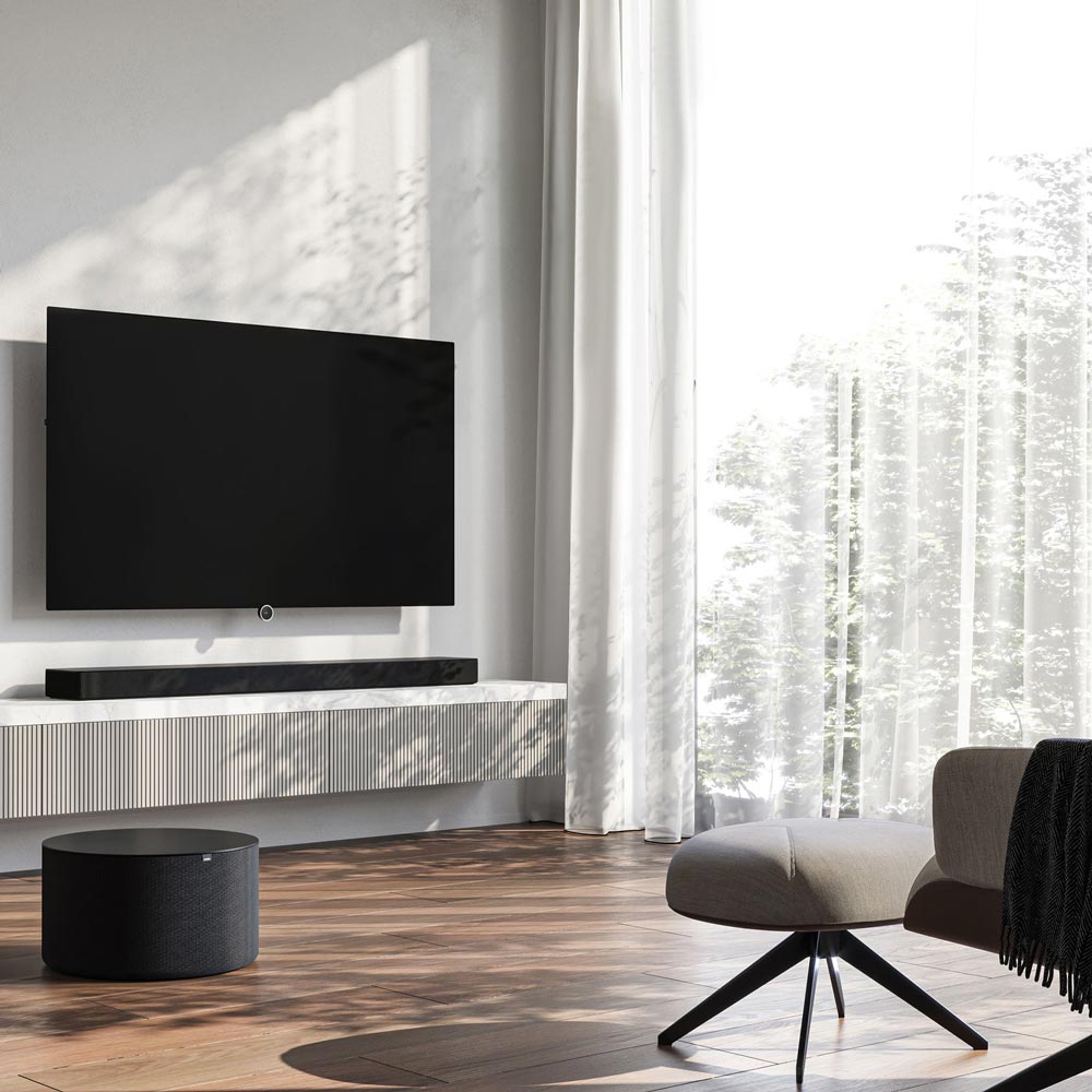 German brand Loewe TV sitting in a beautiful living room