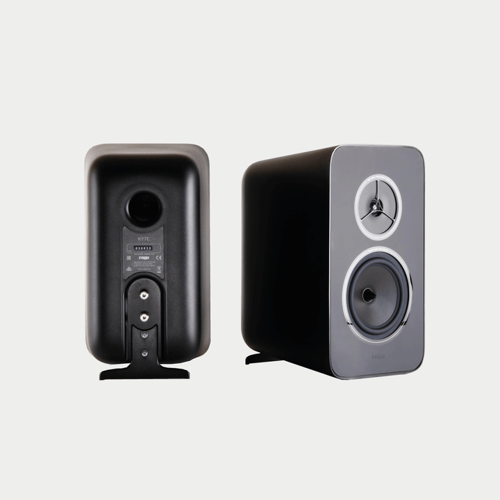 Rega Kyte | Loudspeakers | Pair | One Rear View One Front View | Black | Holburn Online