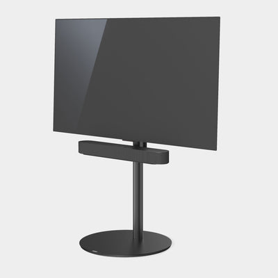Spectral Circle VX1000 Rotating TV Stand with SONOS Beam (Soundbar not included) | Satin Black | Angled View | Holburn Online