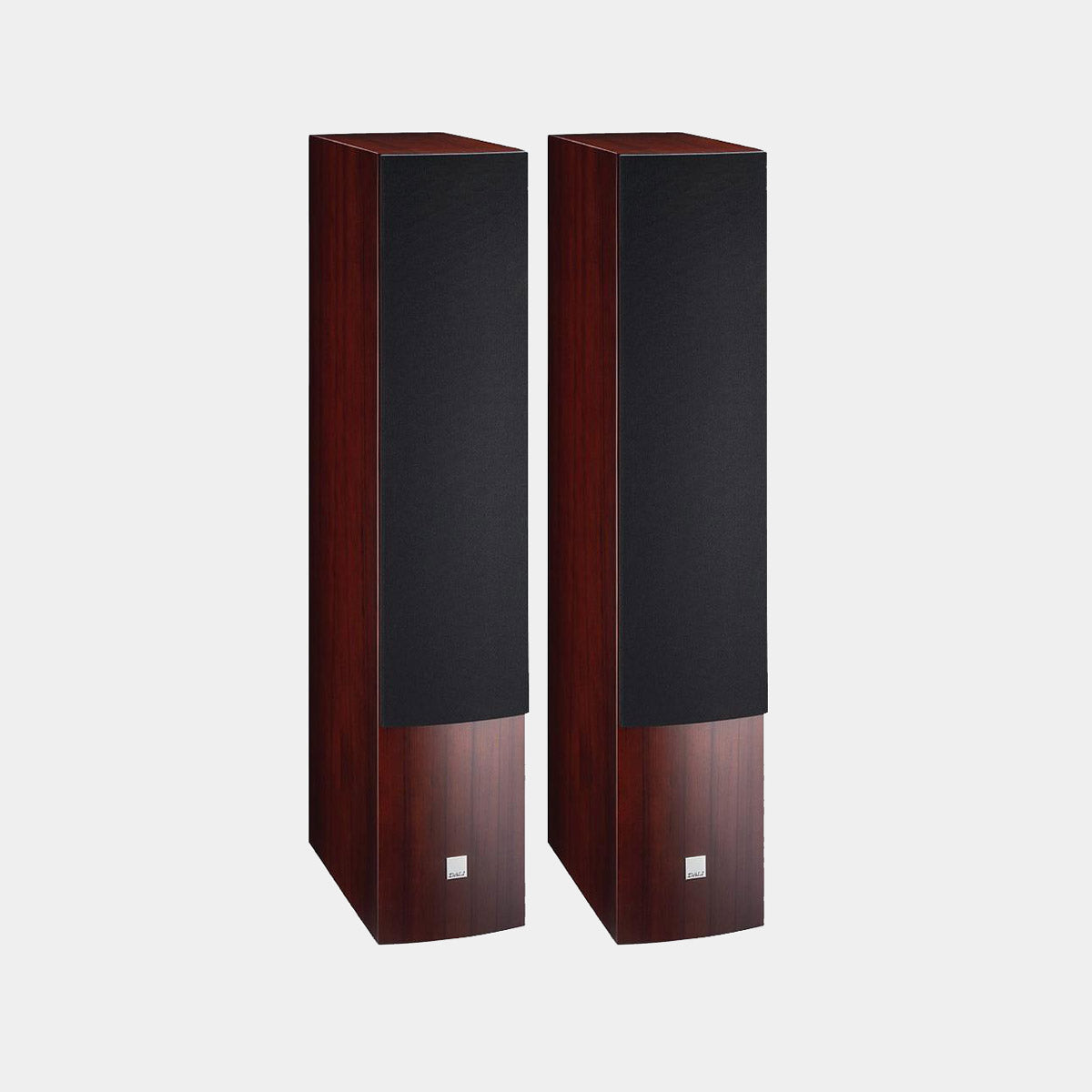 The rosso coloured rubicon 8 speakers by Dali