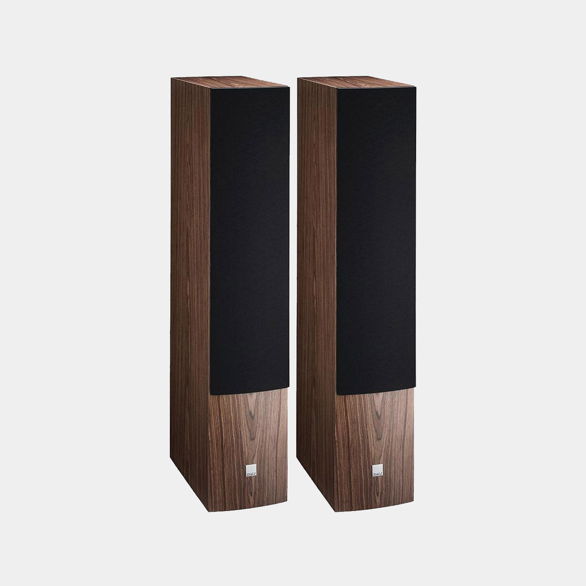 Wooden speakers with the covers on them