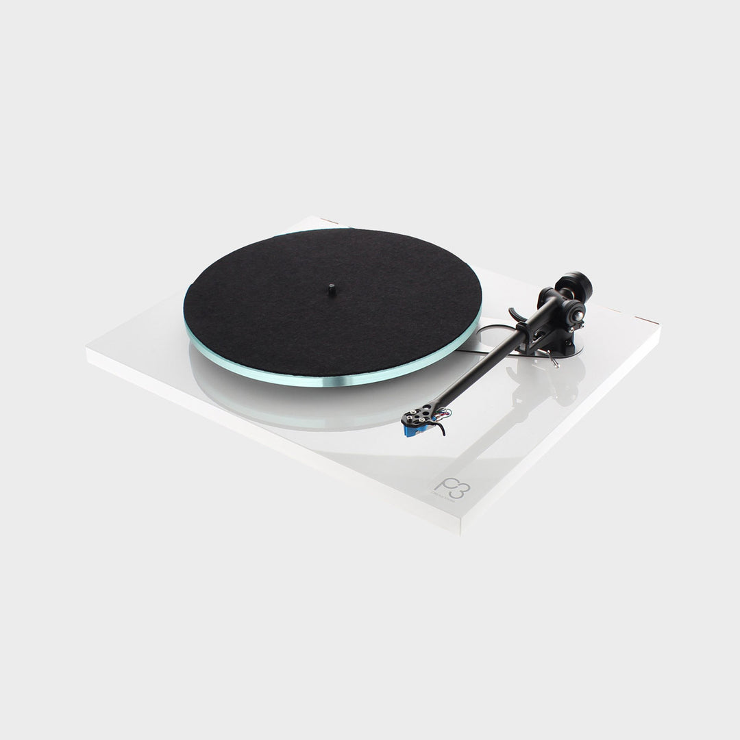 A beautiful white turntable called the Rega Planar 3