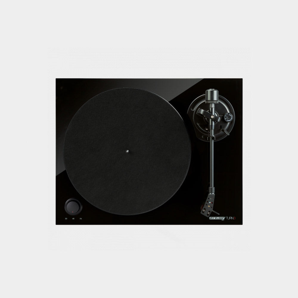 stylish black turntable made by reloop